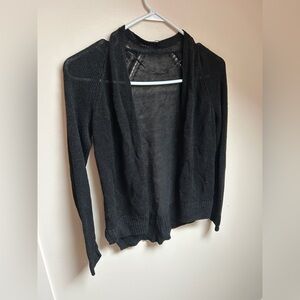 LOFT Elegant Black Women's XS Linen blend Cardigan Sweater